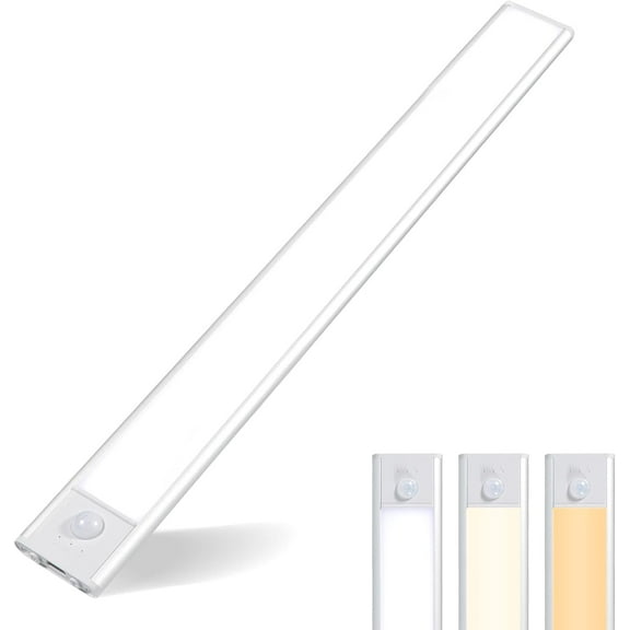 11.8" Rechargeable Under Cabinet Light with Motion Sensor, 3 Color Temperatures for Kitchen, Cabinet, Wardrobe