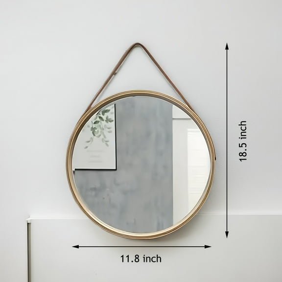 11.8" Round Wall Mirror with Adjustable Chain - Gold Frame, Moisture-Resistant - No-Drill Hanging for Bathroom, Bedroom, Living Room - Nordic Style Decor