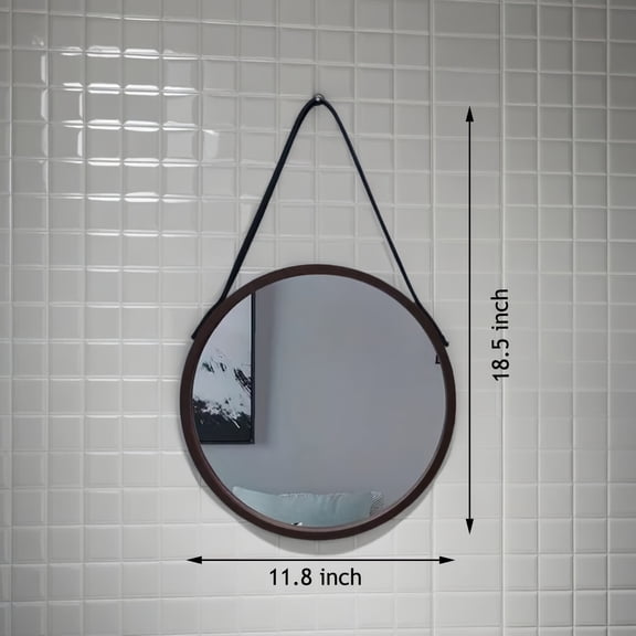 11.8" Round Wall Mirror with Adjustable Chain - Gold Frame, Moisture-Resistant - No-Drill Hanging for Bathroom, Bedroom, Living Room - Nordic Style Decor