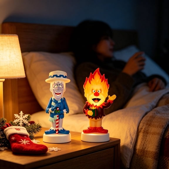 11.8" Snow Miser LED Blow Mold Set - Classic Anime Light-Up Christmas Figurine with Lights Porch Decor