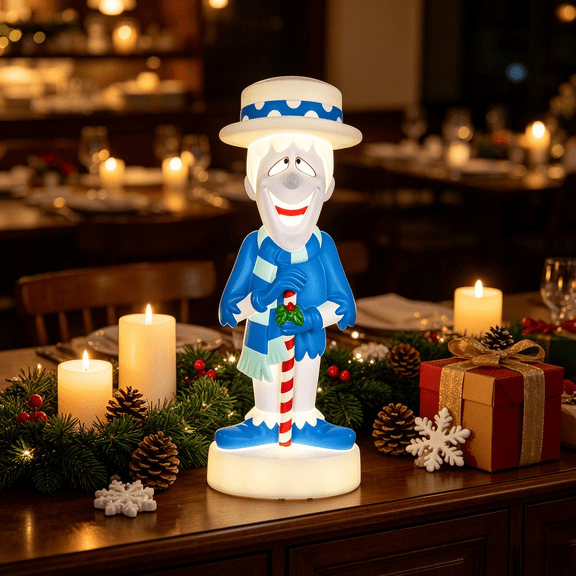 11.8" Snow Miser Plug-In LED Blow Mold Decor, Classic Holiday Villain Figurine With Animation, Suitable For Living Room Corners, Patio Lawns And Storefront Windows