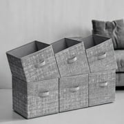 11.8" Storage Cube Bin 6 Foldable Fabric Storage Bin with Double Handles for Living Room Bedroom Office Gray