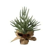 11.8" Tabletop Christmas Tree with Red Berries Pine Cone and Burlaps Base, Artificial Mini Christmas Tree for Home, Office, Or Desktop Holiday Decor