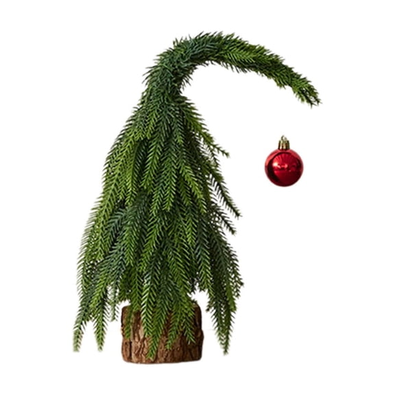 11.8" Tabletop Christmas Tree with Red Berries Pine Cone and Burlaps Base, Artificial Mini Christmas Tree for Home, Office, Or Desktop Holiday Decor