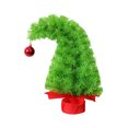thumbnail image 1 of 11.8" Whimsical Christmas Tree with Red Ornament – Small Artificial Curved Hat Xmas Tree, Tabletop Mini Pine Tree with Red Base Wrap, Funny Holiday Decoration for Desk, Home, Office, Party Décor, 1 of 7