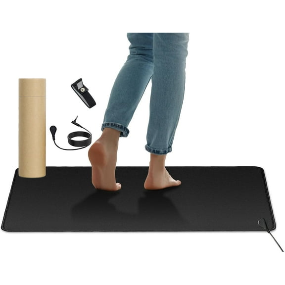 11.8 X 39.3 Inch Grounding Mat Kit, Grounding Mat with 15 Foot Cord and Grounding Wristbands, Earth Mat Grounding Pad for Sleep, Energy, Pain Relief, Inflammation, Feet and Back Pain
