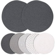 11.8" and 7" Hot Mats for Pots and Pans, 7 Woven Trivets for Hot Dishes, Pot Holders for Kitchen, Tabletop Accessories for Counter Heat Resistant