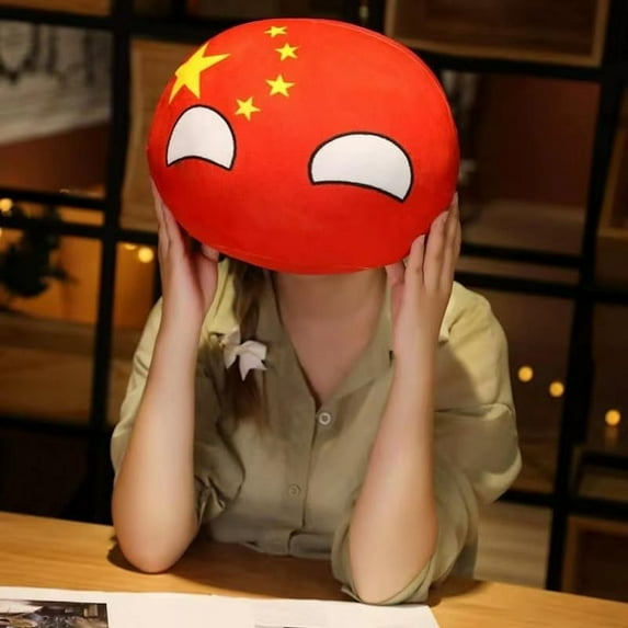 11.8 Inch Country Balls Poland Ball Collectible Plush-Decorative Pendant Accessory, Desktop Ornament & Thoughtful Birthday Gift for Country Balls Enthusiasts(China B)