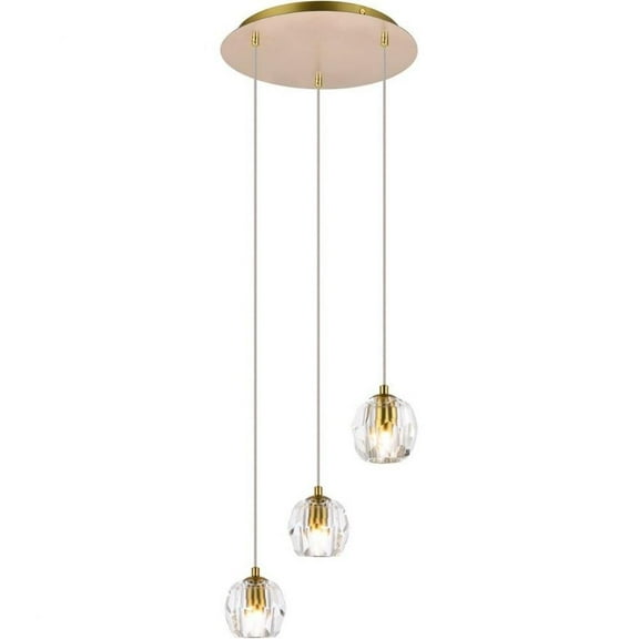 11.8 inch 3 Light Pendant-Gold Finish-Royal Cut Crystal Type Bailey Street Home 390-Bel-4363570