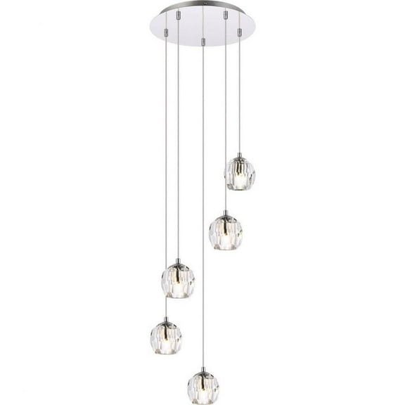 11.8 inch 5 Light Pendant-Chrome Finish-Royal Cut Crystal Type Bailey Street Home 390-Bel-4363575