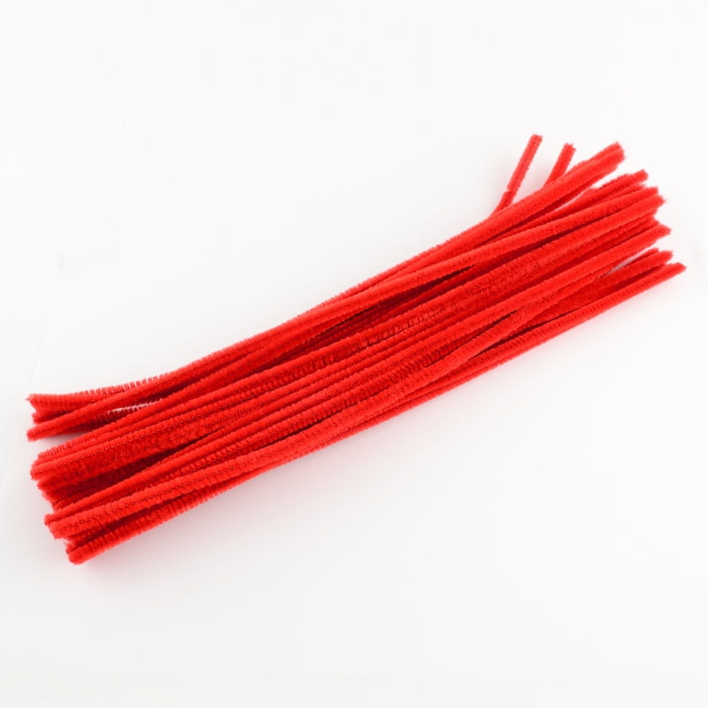 11.8 inch Pipe Cleaners DIY Chenille Stem Tinsel Garland Craft Wire Orange Red 300x5mm