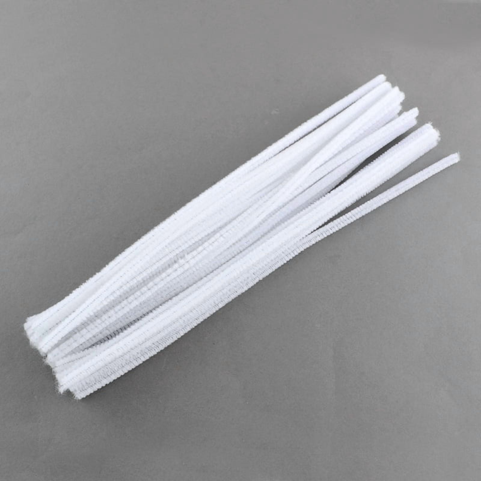 11.8 inch Pipe Cleaners DIY Chenille Stem Tinsel Garland Craft Wire White 300x5mm