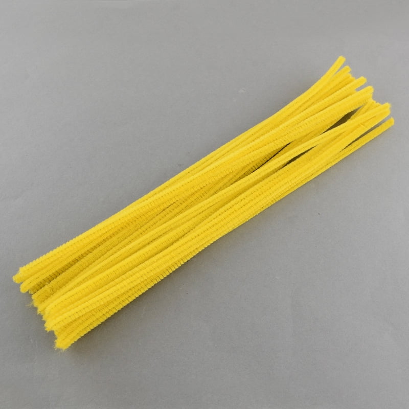 11.8 inch Pipe Cleaners DIY Chenille Stem Tinsel Garland Craft Wire Yellow 300x5mm