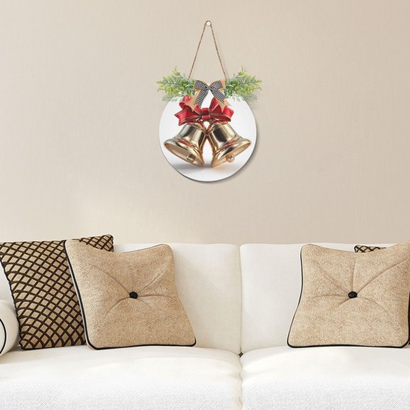 11.8" x 11.8" Door Decorations Hanging Front Door Plate Sign Bells