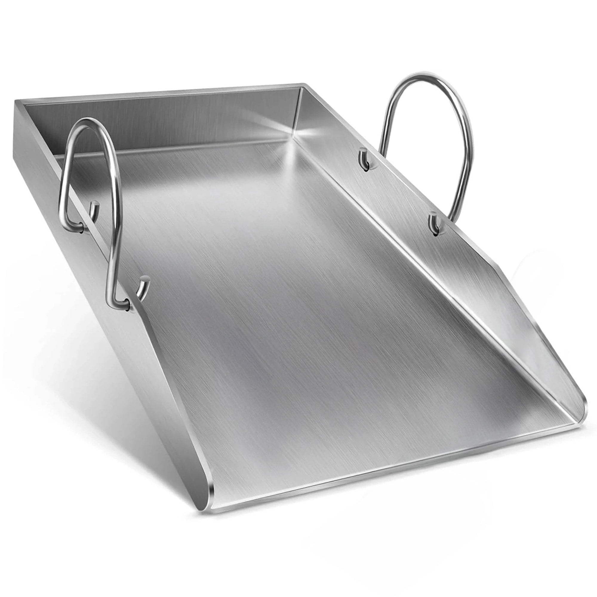 11.8" x 15.8" Griddle/Plancha Grill Plate – 4 mm Thick Stainless Steel BBQ Griddle Accessory with Removable Handles for Gas & Charcoal Grills