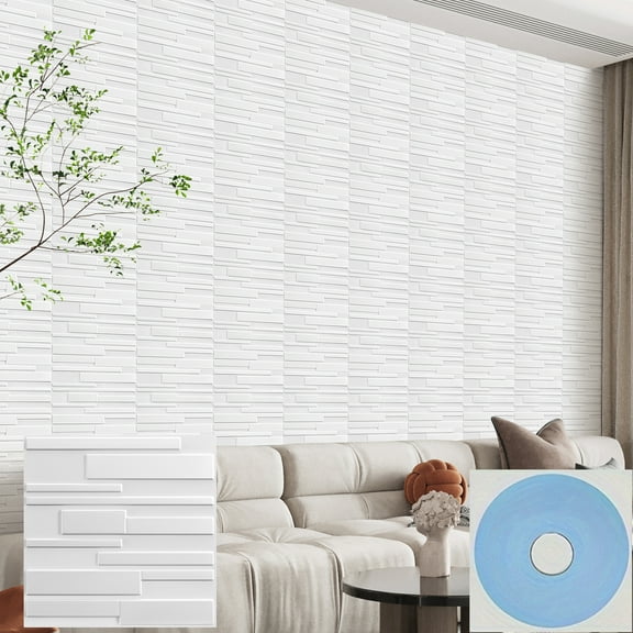 11.8"x11.8" 3D Wall Panels for Interior Wall Decor Cover 29 sqft, PVC Geometric Slat Textured Wall Panels Moder Accent Paneles Decorativos para Pared 3D for Living Room Lobby Bedroom 30pcs White