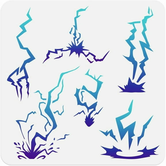 11.8"x11.8" Lightning Wall Stencil Templates Thunder Bolt Reusable Plastic Stencils