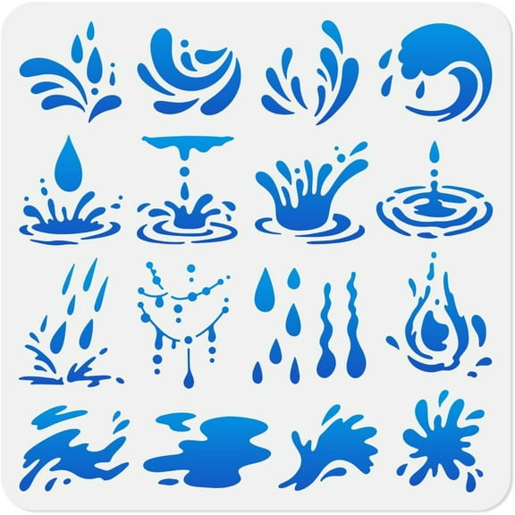 11.8"x11.8" Water Drops Wall Stencil Templates Rain Drops Reusable Plastic Stencils