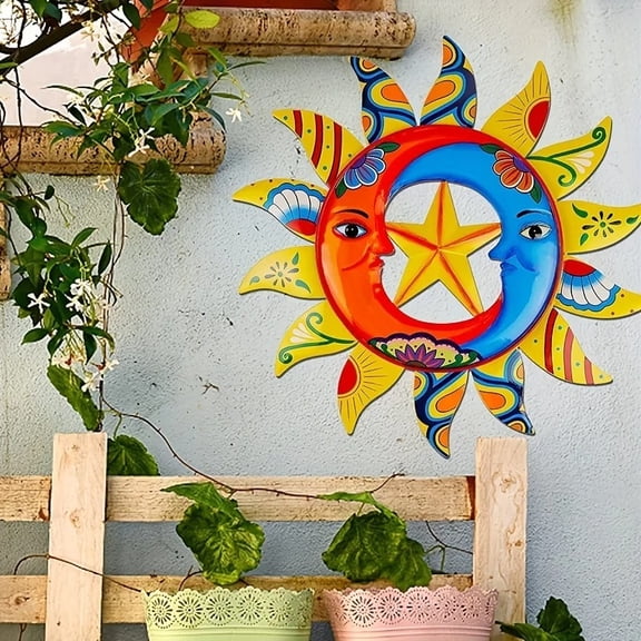 11.8 x11.8 inches Sun Metal Home Art Creative Metal Art Outdoor Metal Wall Hanging Decor iron Garden Decoration Garden Party Background