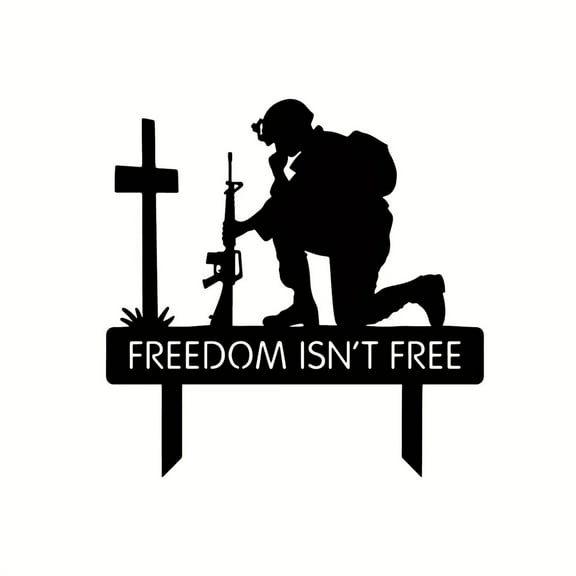 11.8111.81 Inches Freedom Is Not Free Yard Stakes Soldiers Iron Silhouette Memorial Stakes