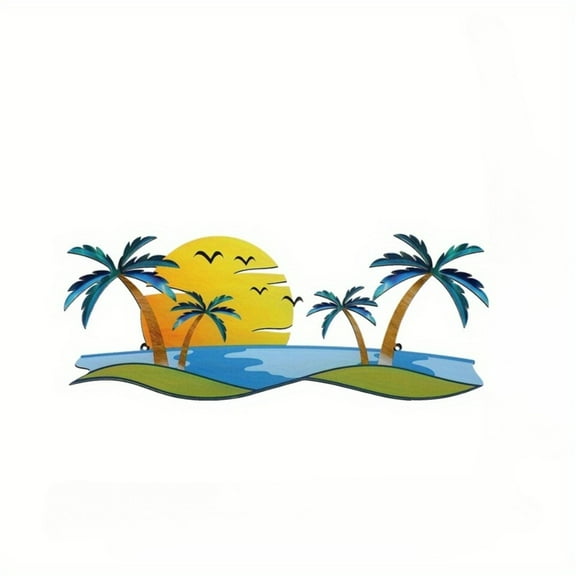 11.81/17.7 inches Tropical Beach Metal Wall Decor Decorative Tropical Metal Wall Art Palm Tree Bathroom Decor Contemporary Coastal Wall Sculpture