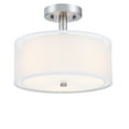 thumbnail image 1 of 11.81" 3-Light Modern Brushed Nickle Semi Flush Mount Ceiling Light Fixture with Fabric Shade for Bedroom, Living Room, Dining Room, Kitchen, Hallway, E26, 1 of 10