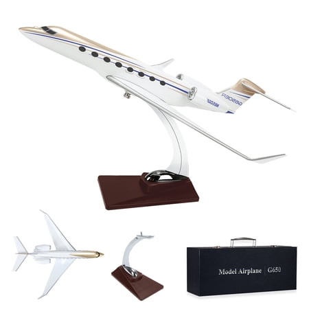 11.81" G650 Resin Model Private Jet, 1:100-Scale Private Jet Model Plane with Stand and Box, Alloy Resin Airplane Models for Decoration Collection or Home Office Ornaments