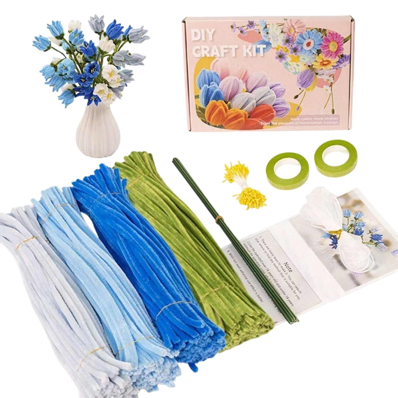 11. Inch 4 Colors Pipe Cleaners for Crafts DIY Flowers Kits Tulip Lily Rose Sunflower Thick Fluffy Pipe Cleaners Craft Supplies Adult Handmade Art Craft Decoration