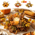 thumbnail image 1 of 11.81 Inch Artificial Fall Candle Ring Wreath, Maple Leaf Berry Sunflower Pumpkin Candle Holder Garland For Farmhouse Table Centerpiece Mantel Indoor Thanksgiving Harvest Autumn Seasonal Home Decor, 1 of 7