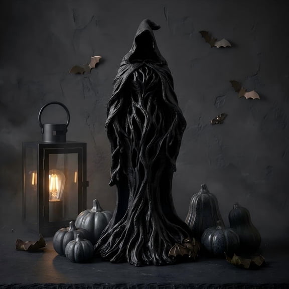 11.81 Inch Faceless Witch Ghoul Statue Halloween Decoration, Premium Detailed Root-like Weave Figurine, Unique Dark Gothic Horror Tabletop Ornament for Entryway Living Room