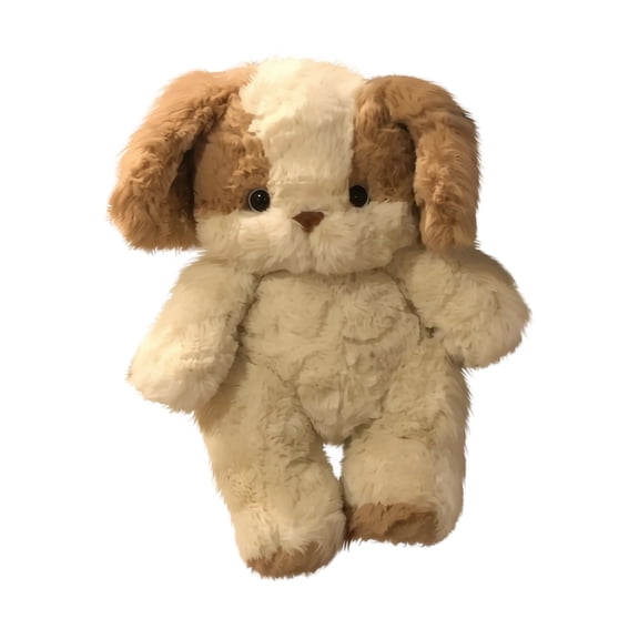 11.81 Inch Fluffy Brown Patch Floppy Ear Puppy Stuffed Animal, Soft Plush Dog Companion Toy for Home Decor & Gift Giving
