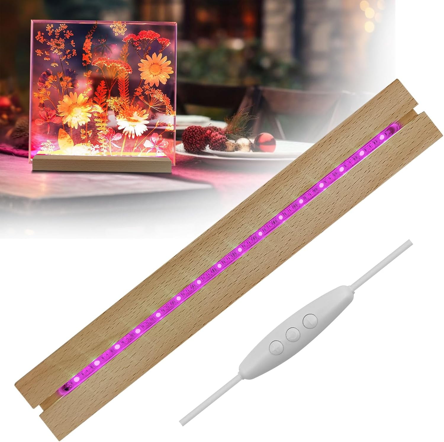 11.81 Inch Rectangle Wood Led Lighted Display Pedestal Base, Large Size ...