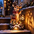 thumbnail image 1 of 11.81 Inch Solar Christmas Step Lights, Outdoor Christmas Decorations with Projection, Reindeer Nativity Holy Family Glow Christmas Decor for Porch, & Front Step, 1 of 7