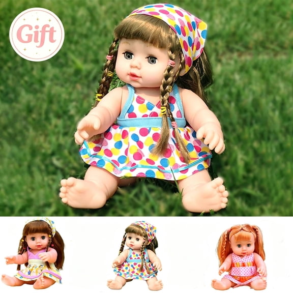 11.81 Inch Talking Blinking Eyes Vinyl Baby Doll, Soft ABS Rubber Simulation Girl Doll with Outfit, Early Educational Pretend Play Toy, Cute Birthday Gift for Kids Boys Girls Ages 3+