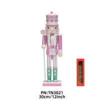 11.81" Nutcracker Soldier Figure, Large Nutcracker Christmas Decoration, Resin Pastel Christmas Decor, With Base &Expressive Face, Vintage German-style Gift For Tree, Mantel, Tabletop (Pink/Orange)