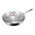 thumbnail image 1 of 11.81" Titanium Wok Frying Pan with Lid Non-Stick Without Coating Hammered Surface Induction Cooker Compatible, 1 of 3