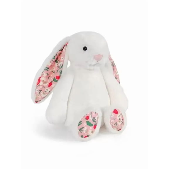 11.81" White Easter Bunny Plush Toy with Floral Ears, Kawaii Stuffed Animal Doll Soft Sofa Cushion, Perfect BirthdayPlushine Gift & Easter Room Decor