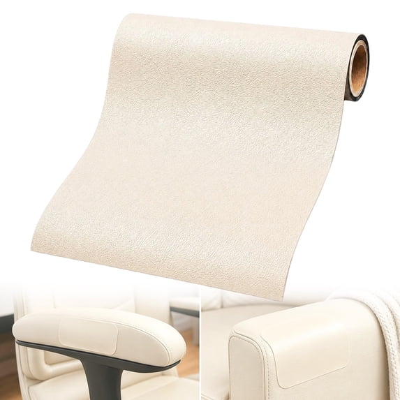 11.81 X 9.84 Inch Self Adhesive Leather Repair Patch, Beige, Leather Repair Patch Self Adhesive for Couch Sofa Furniture Car Seats, Waterproof Cuttable Pleather Patch