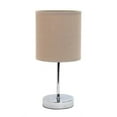 thumbnail image 1 of 11.81 in. Nauru Traditional Petite Metal Stick Bedside Table Desk Lamp in Chrome with Fabric Drum Shade, Gray, 1 of 1