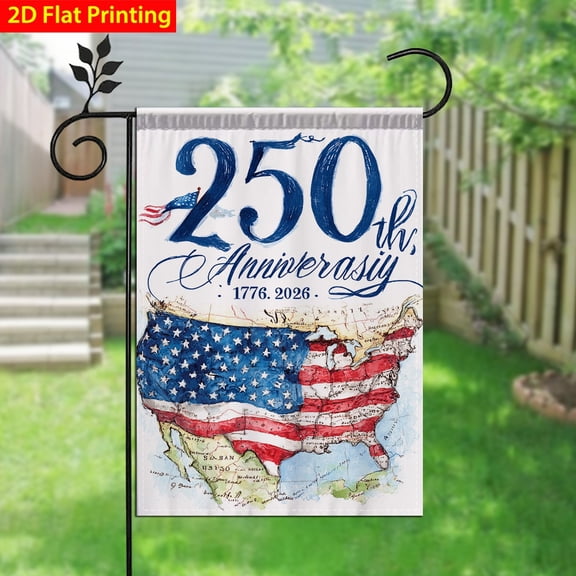 11. x 17.71 Inch 250th Anniversary USA Garden Flag, 1776-2026 Patriotic Yard Banner, Double-Sided Polyester Outdoor Decoration for Independence Day 4th of July