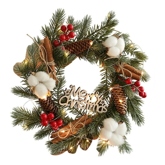 11.81Inch Rustic Farmhouse Christmas Wreath for Front Door with Pine Cones and Red Berries,Traditional Holiday Decor for Indoor Outdoor Use, Christmas Door Hanging Decor for Porch, Mantel, and Window