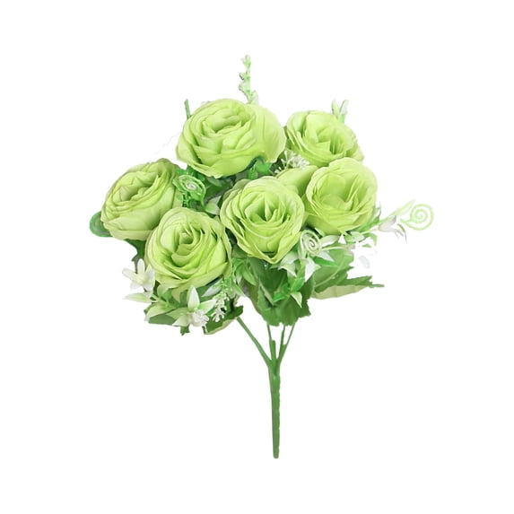 11.81in Green Artificial Rose Bouquet (6 Heads) | Faux Flower Arrangement for Wedding/Party/Home Table Decor