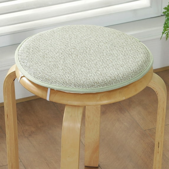 11.81in Round Rattan Seat Cushion | Thickened Non-Slip Chair Pad with Sponge Fill | Breathable Summer Stool Cushion for Outdoor & Indoor Use | Green Woven Design