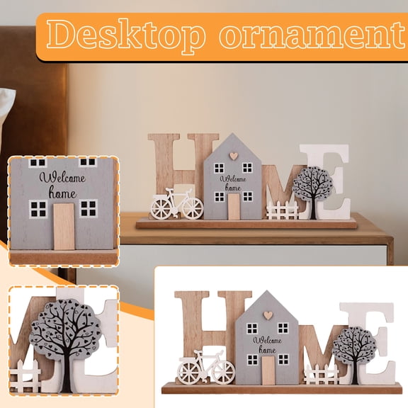 11.81in Wooden Welcome Home Tabletop Sign Decoration for Living Room Entryway, Adjustable House Letter Block Home Shelf Mantel Decor