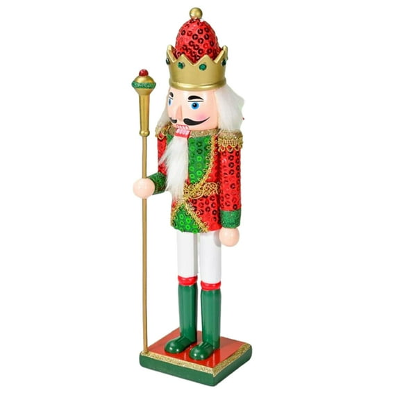 11.81inch Nutcracker Soldier Figures Standing Wooden Nutcracker Christmas Nutcracker Figurines for Table Holiday Collectible Red Green
