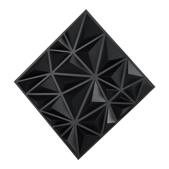 3D Wall Panels 33-Pack, 11.81 x 11.81 Inches, PVC Diamond Design, Covers 32 Sq.Ft, Matte Black