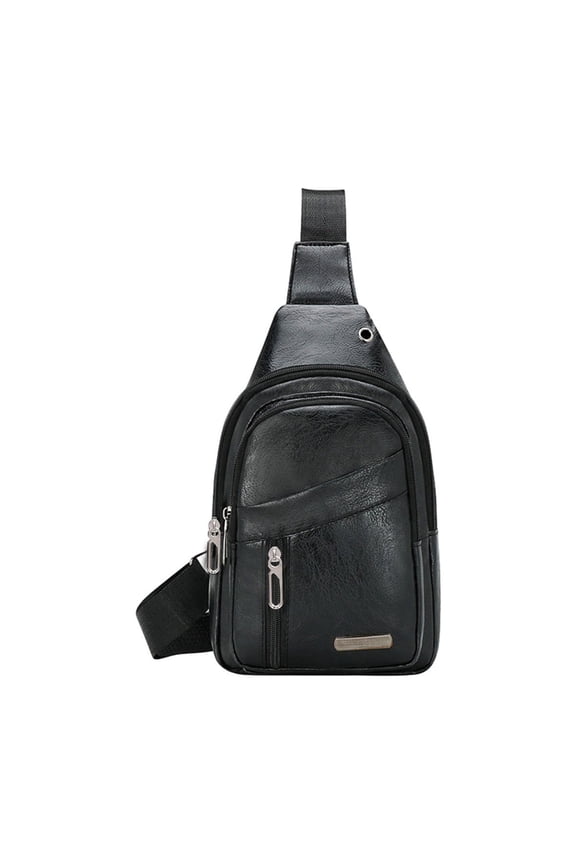 11.81x6.69in USB Charging Sling Backpack – Water-Resistant Chest Bag with Headphone Port (Brown/Yellow, 0.48lb)