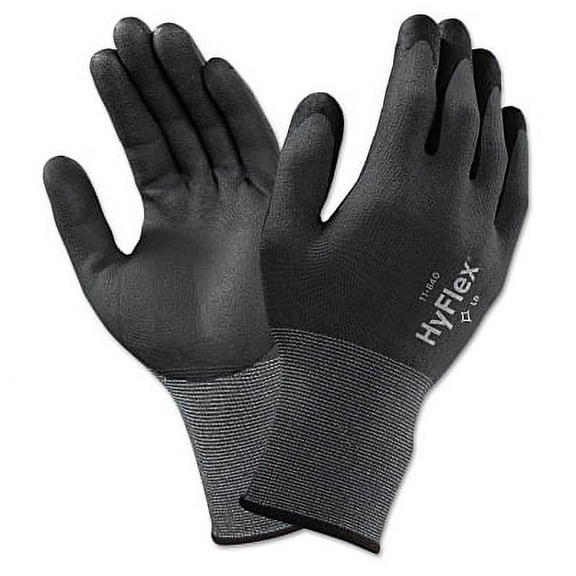 11-840 Nitrile Foam Palm Coated Gloves, Size 6, Black | Bundle of 2 Pairs