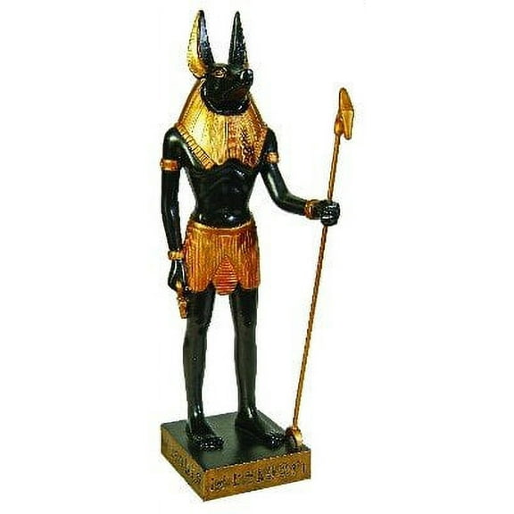 11.88 Inch Gold and Black Color Egyptian Anubis Dog Standing Figurine