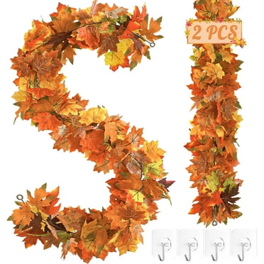 11.8FT Fall Decor, 2 Pack Fall Garland for Mantle, Fall Decorations for Home, Fall Leaves Garland, Thanksgiving Garland for Thanksgiving Decorations Indoor, Autumn Garland for Autumn Decor Outdoor